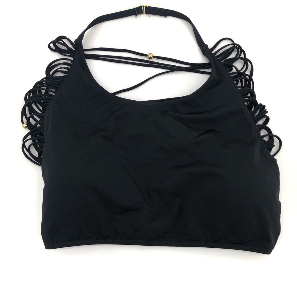 Victoria’s Secret Bikini Top Black Beaded Strappy